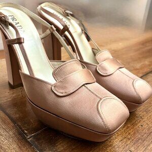 VINTAGE PRADA PINK SATIN BALLERINA PLATFORMS